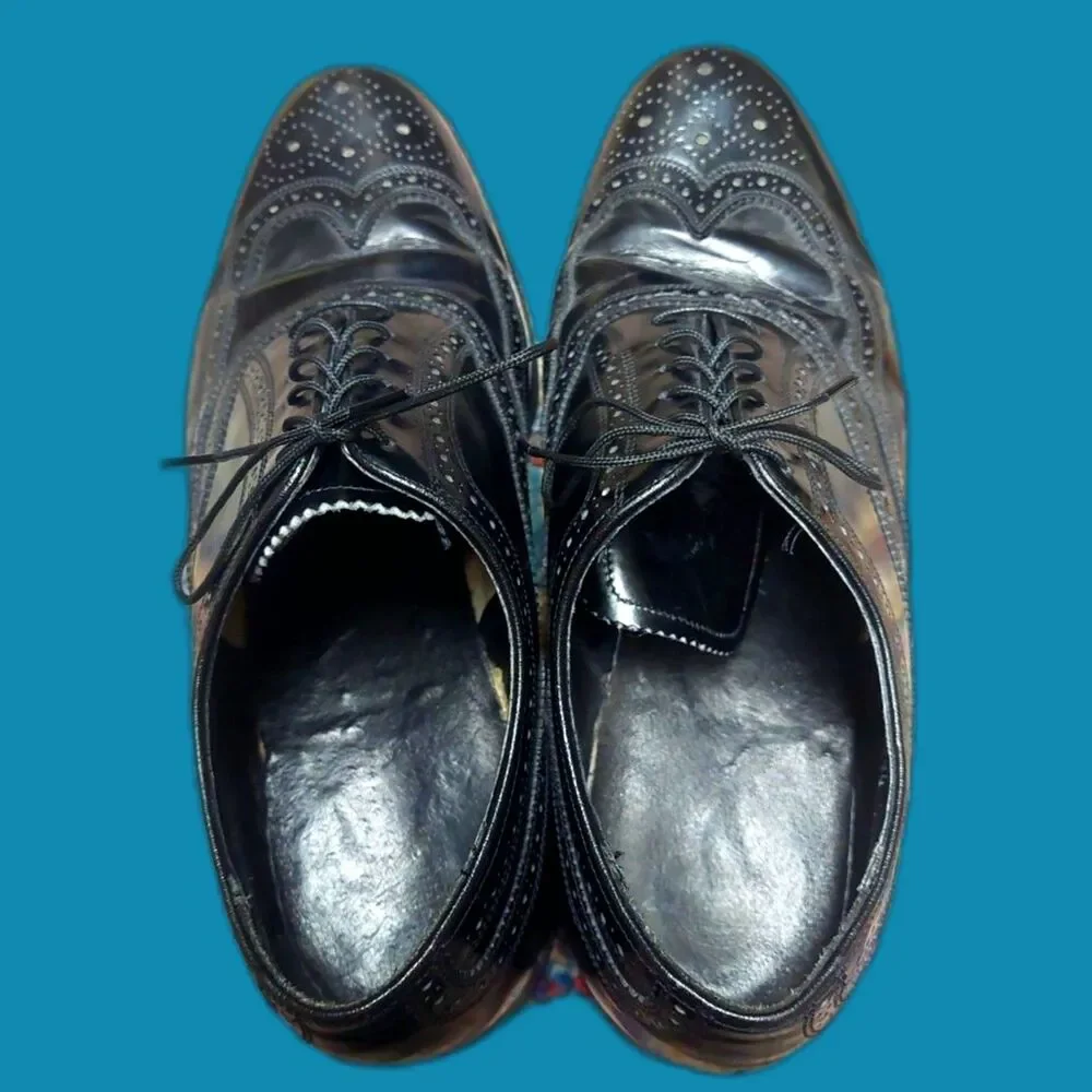 Vintage Florsheim Lexington Wingtip Oxford Shoes Men’s 8 3E Black Brogue